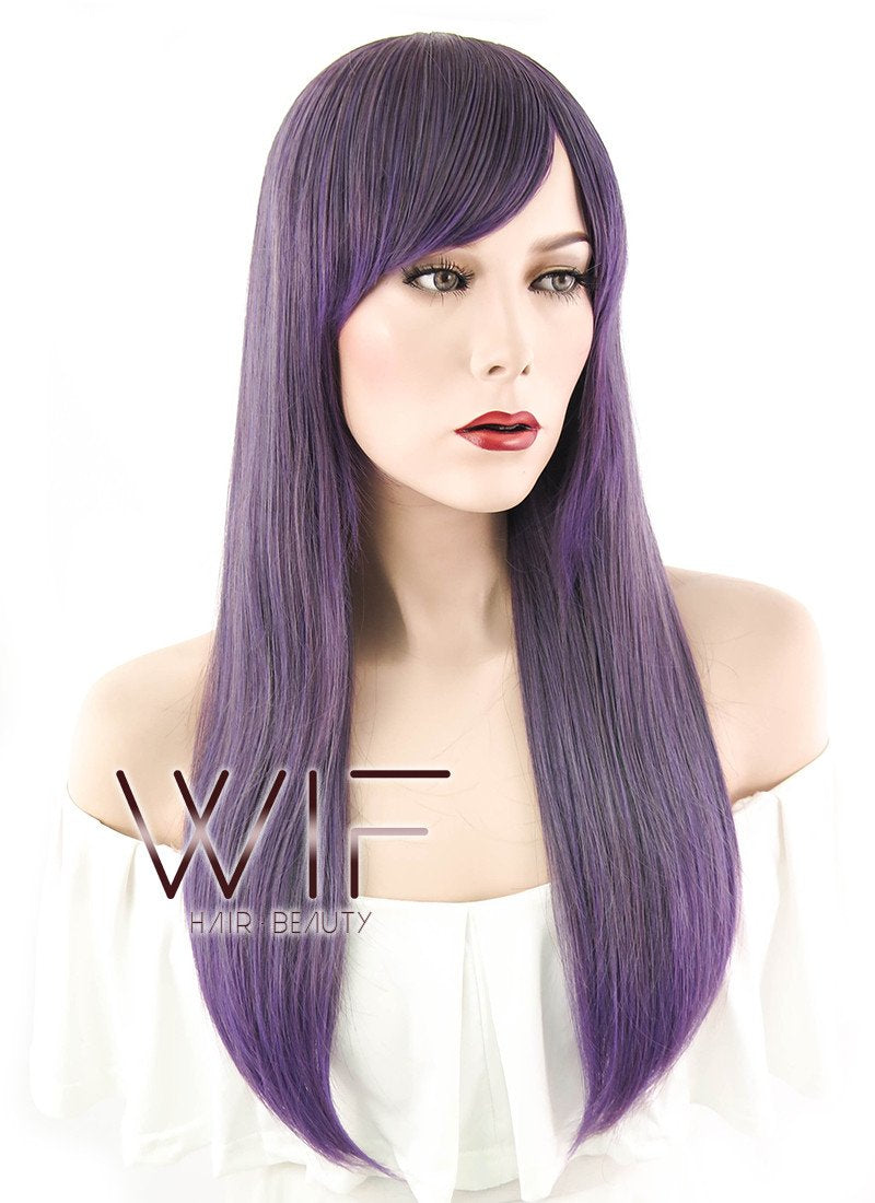 21" Straight Mixed Purple Synthetic Wig ZB234