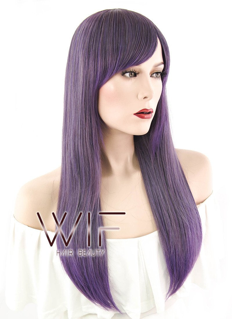 21" Straight Mixed Purple Synthetic Wig ZB234