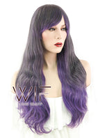 25" Wavy Dark Grey Mixed Purple Synthetic Wig ZB236