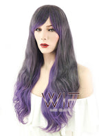 25" Wavy Dark Grey Mixed Purple Synthetic Wig ZB236