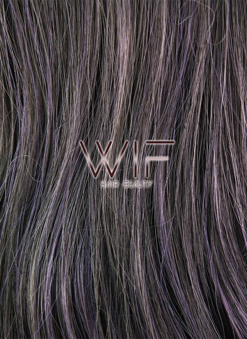 25" Wavy Dark Grey Mixed Purple Synthetic Wig ZB236