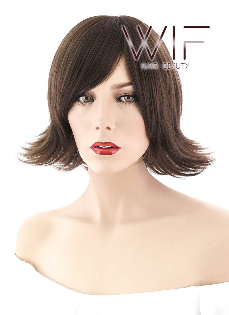 12" Straight Brown Synthetic Wig OM113