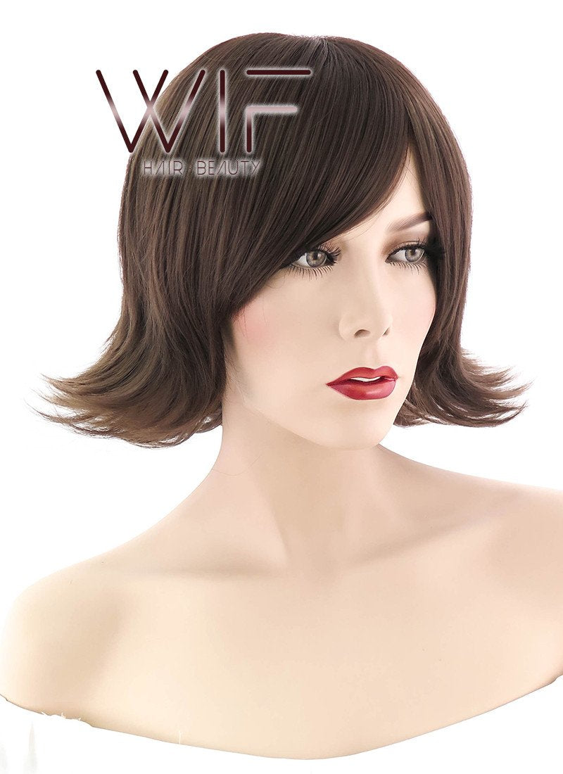 12" Straight Brown Synthetic Wig OM113