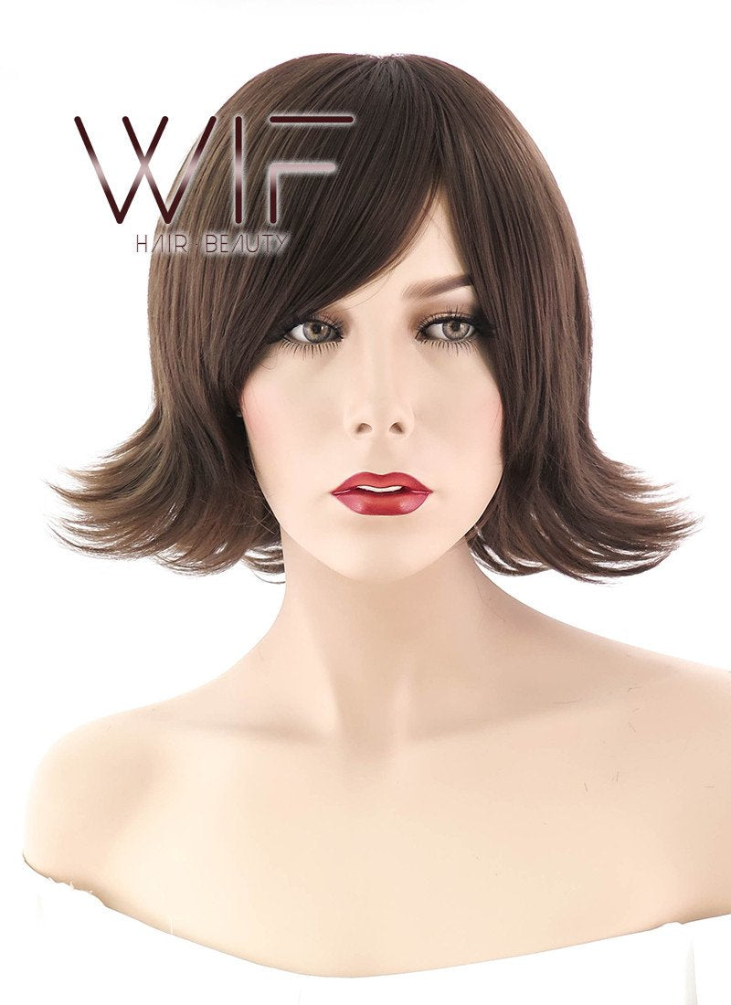 12" Straight Brown Synthetic Wig OM113