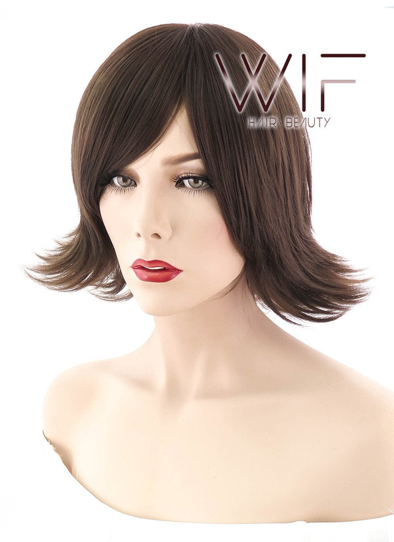 12" Straight Brown Synthetic Wig OM113