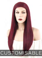 24" Straight Pink Grey Ombre With Dark Roots Lace Front Synthetic Wig LF1238